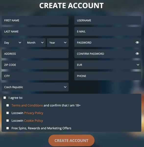 LocoWin-Registrace